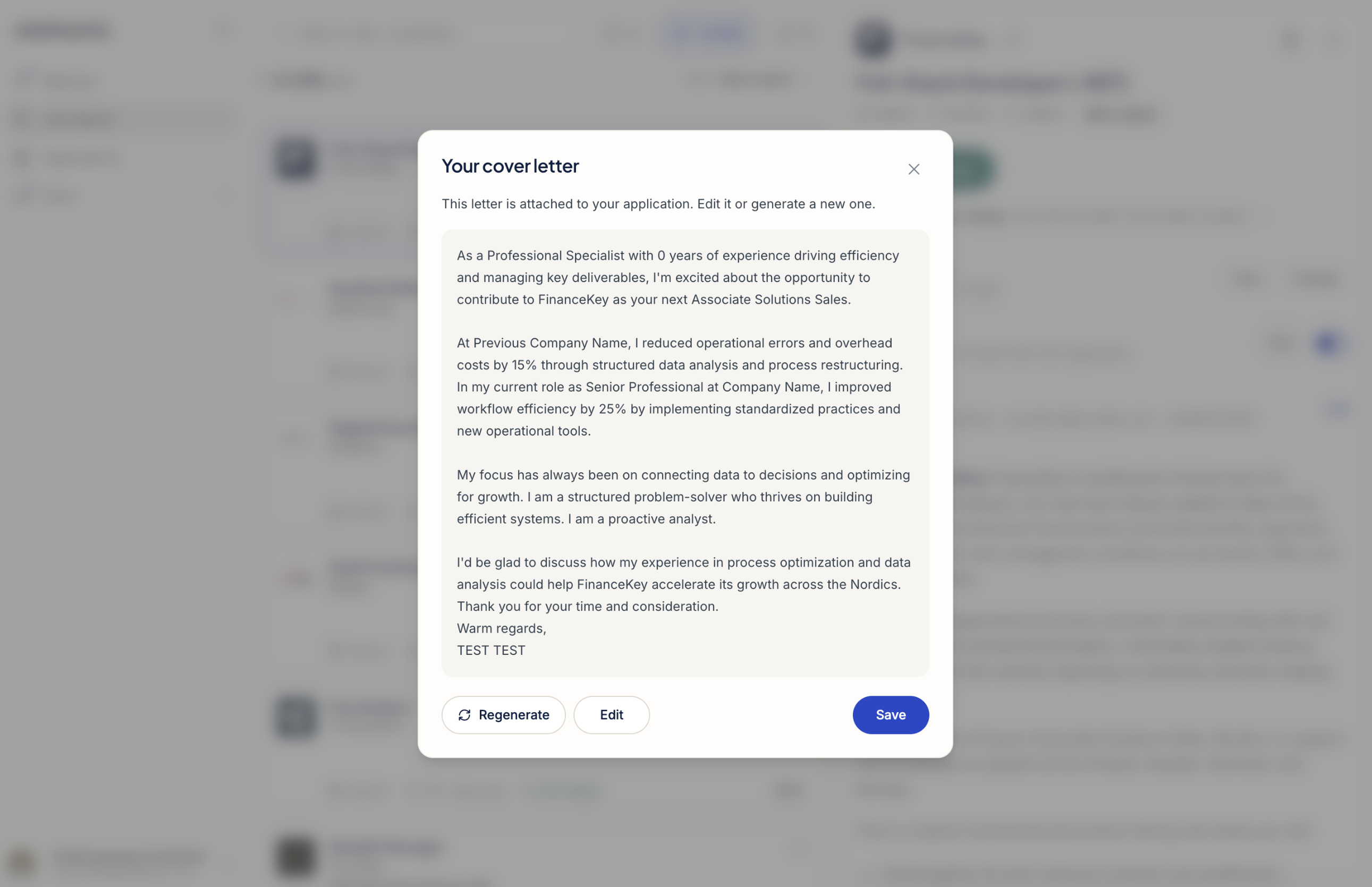 Role-specific cover letters