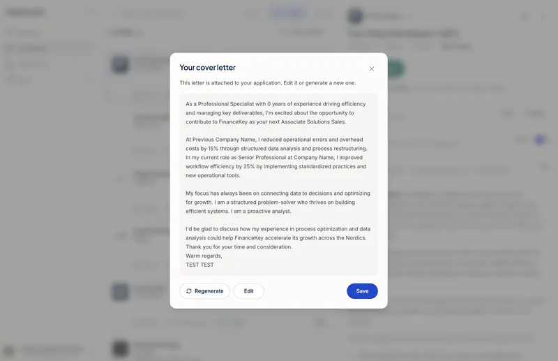 Role-specific cover letters